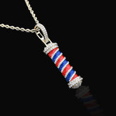 10k Yellow Gold 0.85CTW Natural Diamond Barber Pole Pendant 4.4gms Charm For Men