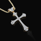 10k Yellow Gold 0.90 CTW Natural Diamond Cross Pendant Religious Charm 4.5gms