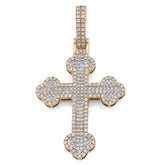 Mens 10k Yellow Gold 1.20CTW Natural Diamond Budded Cross Charm 6.5gms Pendant