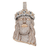 10k Yellow Gold 9.75 CTW Natural Diamond Crowned Jesus Head Charm 43.5gm Charm