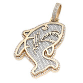 Mens 10k Yellow Gold 2CTW Natural Diamond Grinning Shark Pendant 15.8gms Charm