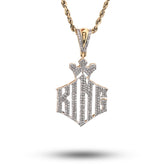 10k Yellow Gold Mens "KING" Crown Charm 0.50CTW Natural Diamond 3.2gms Pendant