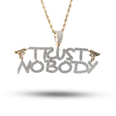 10k Yellow Gold 1.1CTW Natural Diamond "Trust Nobody" Gun Pendant 7.1gms Charm