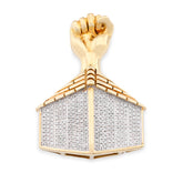 10k Yellow Gold 1.1CTW Natural Diamond House Shape Pendant Close Fist 6.9g Charm