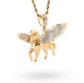 10k Yellow Gold 0.2CTW Natural Diamond Winged Horse Mens Pendant 7.7gms Charm