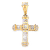 10k Yellow Gold Princess Cut/Round 5CT Natural Diamond Cross Pendant 16.7g Charm