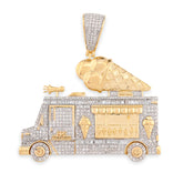 10k Yellow Gold 1.8 CTW Natural Diamond Ice Cream Truck Men Charm 16gms Pendant