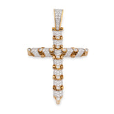 10k Yellow Gold Segmented Cross Pendant 2.8CTW Natural Diamond Mens 9.8gms Charm