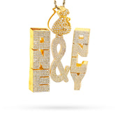 10k Yellow Gold "ONE & ONLY" Money Bag Pendant 8CTW Natural Diamond 43.7gm Charm