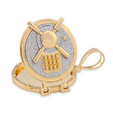 10k Yellow Gold 1.2CT Natural Diamond Vault Door Picture Pendant Men 16.3g Charm