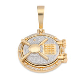 10k Yellow Gold Vault Door Memory Pendant 0.6CTW Natural Diamond Mens 12gm Charm