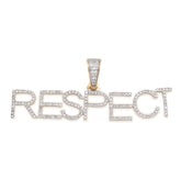 10k Yellow Gold "RESPECT" 0.38CTW Natural Diamond Mens Pendant 3.7gms ICED Charm