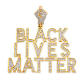 10k Yellow Gold 1.65CTW Natural Diamond "BLACK LIVES MATTER" Mens Pendant 11.7gm