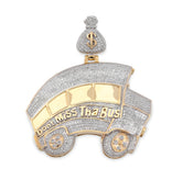 10k Yellow Gold "Don't Miss Tha Bus" Pendant 2.5CT Natural Diamond 12.6g Pendant