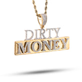 10k Yellow Gold "DIRTY MONEY" Charm 1CTW Natural Diamond ICED Pendant 9.8g Charm
