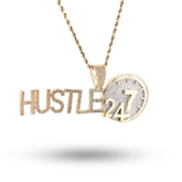 10k Yellow Gold 2CTW Natural Round/Baguette Diamond "HUSTLE 24/7" 15.1gms Charm