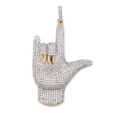 10k Yellow Gold "I LOVE YOU" Hand Sign 3.05CTW Natural Diamond Men 13.1g Pendant