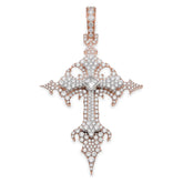 925 Rose Princess Cut Solitaire 7.83 CTW Lab Diamond Cross Pendant 37.6gms Charm
