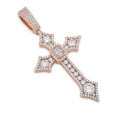 925 Sterling Silver Rose Cross Pendant 5.14CTW Lab Diamond Mens 14.8gm Charm