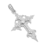 925 2.96CTW Lab Diamond Princess Cut Solitaire Cross Pendant Mens 12.9g Charm