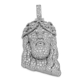 925 All White Jesus Head Pendant 14.91CTW Lab Diamond Flower Crown Mens Charm 41.6g
