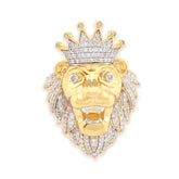 Mens 10k Yellow Gold 0.42CTW 11.5gms Natural Diamond Crown Lion Face Animal Ring