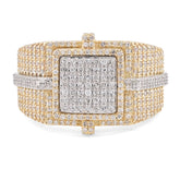 Mens 10k Yellow & White Gold 1.05CTW Natural Diamond Square Shape Ring 9.9g Band