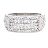 Mens 14k White Gold 1.31CTW Natural Diamond Multi Row Rectangle Ring 8.1gms Band