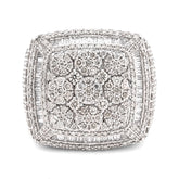 10k White Gold 5.76CTW Pure Round/Baguette Diamond Flower Square Ring 15.1g Band