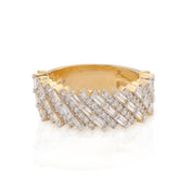 Men 14k Yellow Gold 2.5CTW Natural Round/Baguette Diamond Diagonal Ring 10g Band