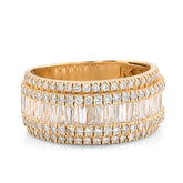 14k Yellow Gold 3.25CTW Natural Round/Baguette Diamond Wedding Ring 8.4gms Band