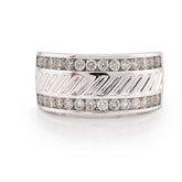 14k White Gold 0.98CTW Natural Diamond Two Row Channel Setting Ring 8.2gms Band