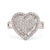 Ladies 10k Yellow Gold 5.4g 1.1CTW Natural Round/Baguette Big Heart Diamond Ring