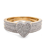 Ladies 10k Yellow Gold 3.5gms 0.29CTW Natural Diamond Heart Shaped Ring Size 7