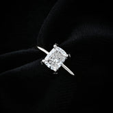 14k White Gold 2.2g 1CTW Lab Grown Diamond Cushion Solitaire Womens Wedding Ring