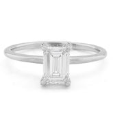 Pure 14k White Gold 1CTW Lab Grown Diamond Emerald Cut 2.2g Womens Wedding Ring