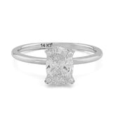 14k White Gold 1CTW Lab Grown Diamond Oval Solitaire Wedding Ring 2.2g For Women
