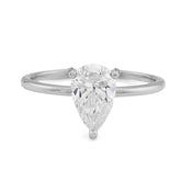 14k White Gold 1CTW Lab Diamond Tear Drop Solitaire Wedding Ring 2.2g For Womens