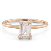 Womens 14k Yellow Gold 1CTW Lab Diamond Emerald Cut Solitaire Wedding Ring 2.2gm