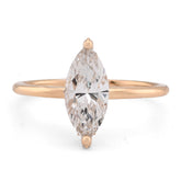 14k Yellow Gold 1CTW Lab Marquise Solitaire Diamond Wedding Ring 2.2g For Womens