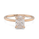14k Yellow Gold 1CT Lab Grown Oval Solitaire Diamond Promise Ring 2.2g For Women