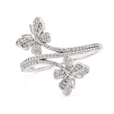 925 Silver 0.23CTW Natural Diamond Butterfly Bypass 2.1gms Womens Promise Ring