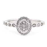10k White Gold 0.20CTW Natural Diamond Oval Shape Womens Engagement Ring 3gms