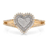 Fine 10k Yellow/White Gold 2.8gms 0.35CTW Natural Diamond Dual Heart Womens Ring