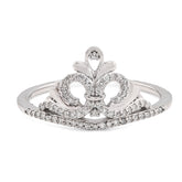 925 Sterling Silver 1.6g 0.10CTW Natural Diamond Princess Crown Womens Band Ring