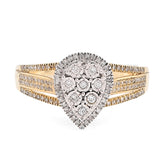 10k Yellow Gold 0.20CTW Natural Diamond Teardrop Shape Illusion Womens Ring 3gms