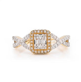 10k Yellow Gold 2.8g 1/2CT Pure Round/Baguette Diamond Square Twisted Shank Ring