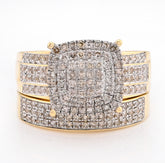 10k Yellow Gold 0.99CTW Natural Diamond Cushion Shaped Wedding Band Ring 6.8gms