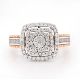 14k Rose/White Gold 4.2g 2.65CT Natural Diamond Square Shape Cluster Flower Ring