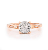 10k Rose Gold 2.2gms 0.18CTW Natural Diamond Round Flower Womens Wedding Ring